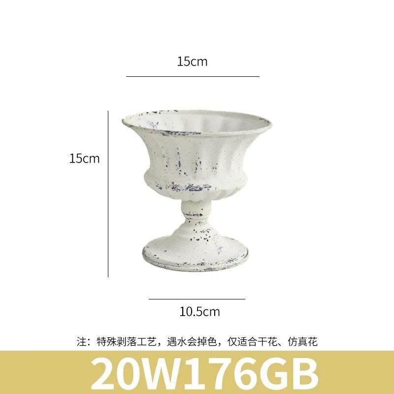 Weiße Retro Klassische Eisenkunst Vase Garten Schreibtisch Simulierte Blumentopf Für Blumenarrangement Hochzeit Feiertag Party Dekorieren
