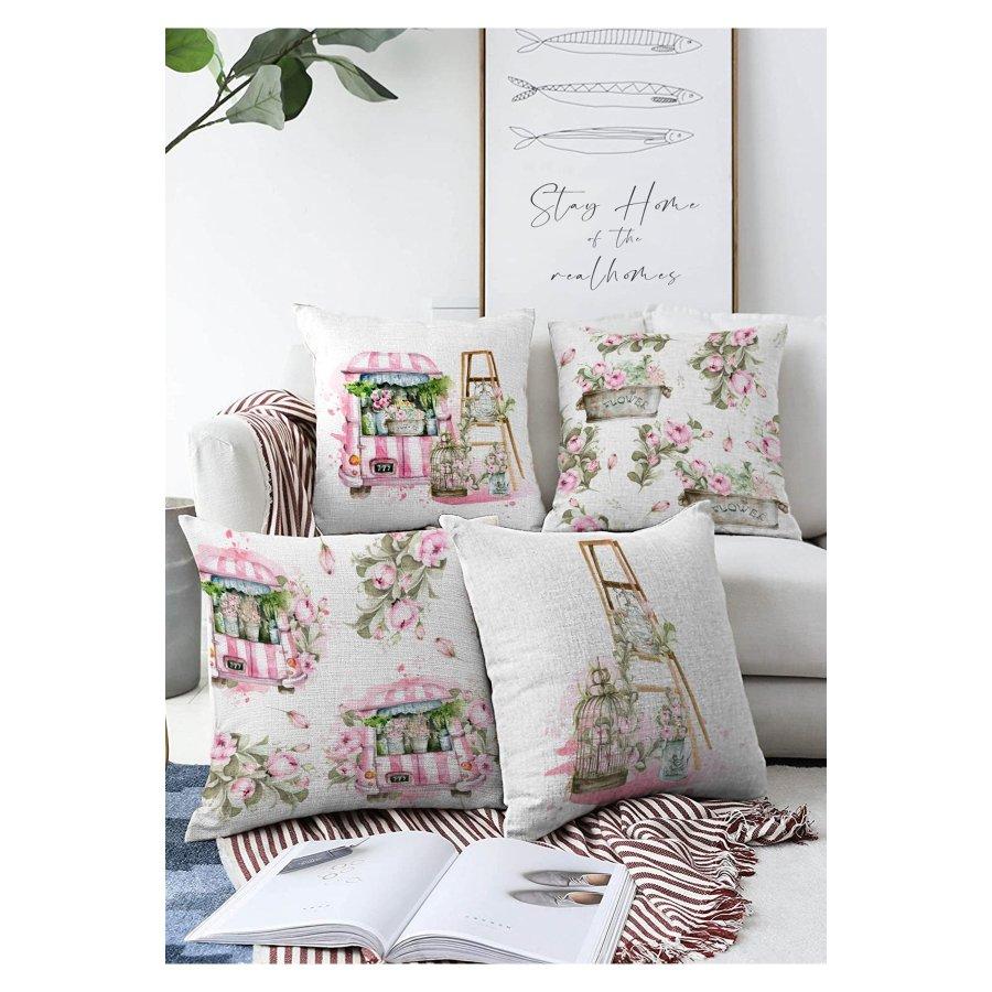 4-teiliges doppelseitig bedrucktes Kissenbezug-Set