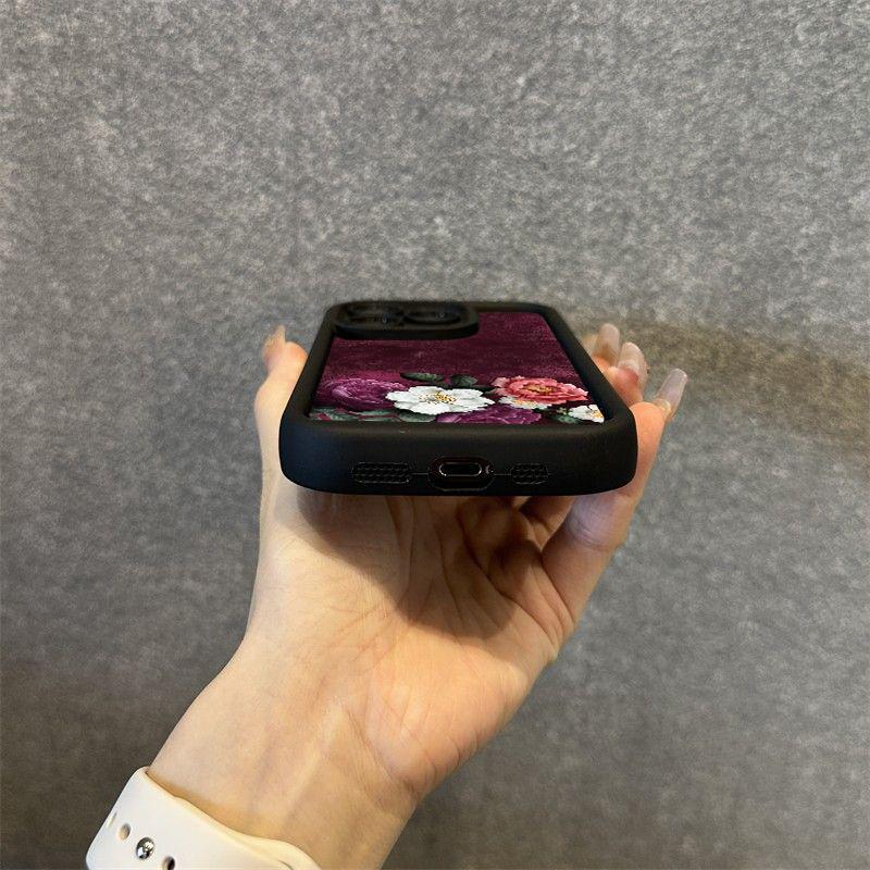Wine Red Flower Print Silicone Soft Phone Case For Xiaomi Redmi Note 14 13 12 11 Pro Plus 4G 5G 12S 11S Redmi 15C 14C 13 Cover