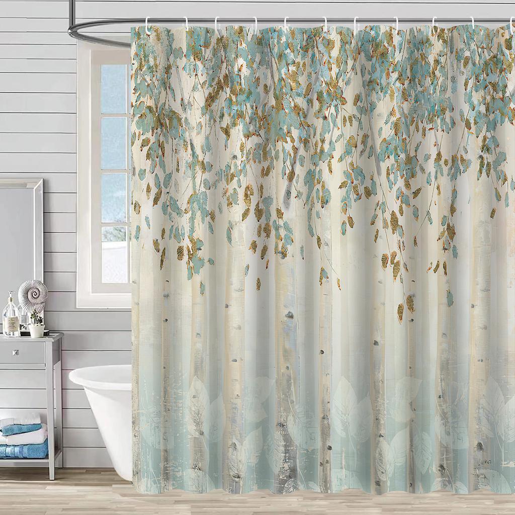 Shower Curtain Waterproof And Mildew-Proof 3D Digital Printing Plant Stone Printing Shower Bathroom Partition