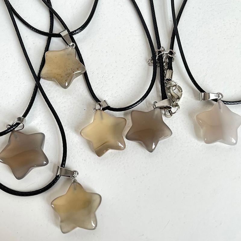 Collar con colgante de estrella de piedra de color de moda Cadena de clavícula creativa versátil Pentagrama Para mujer Joyería de fiesta Regalo