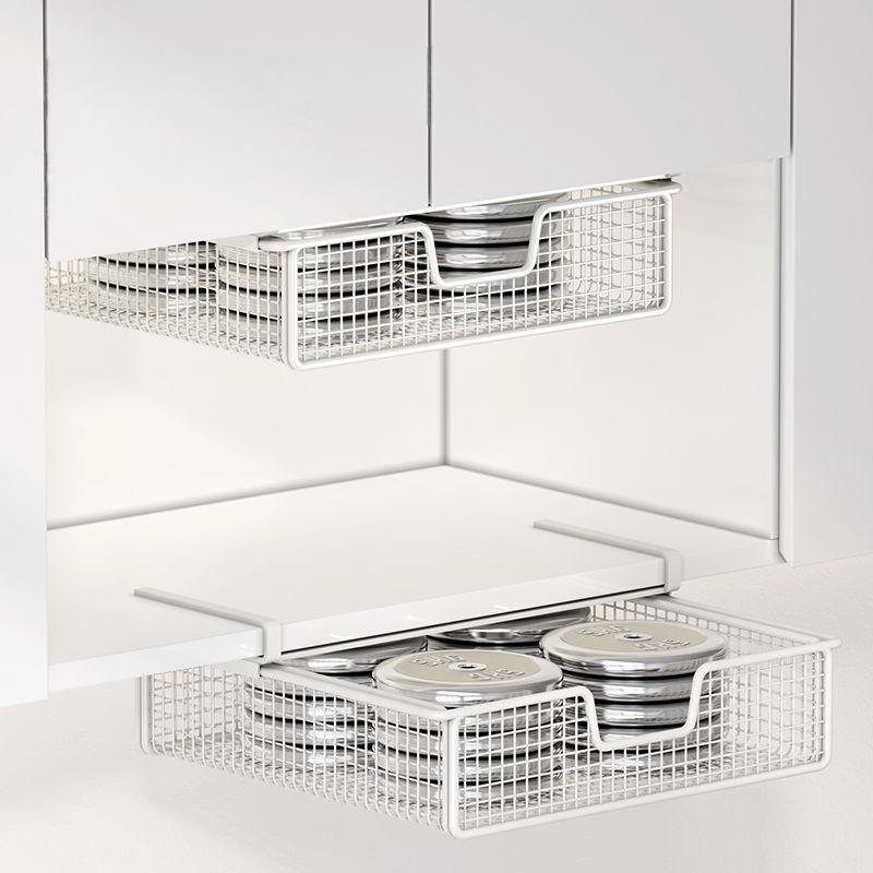 Wire Mesh Storage Basket Organizer Home Decoration Hanging Pullout Drawer for Dining Room Counter Bedroom Under Desk Pantry New