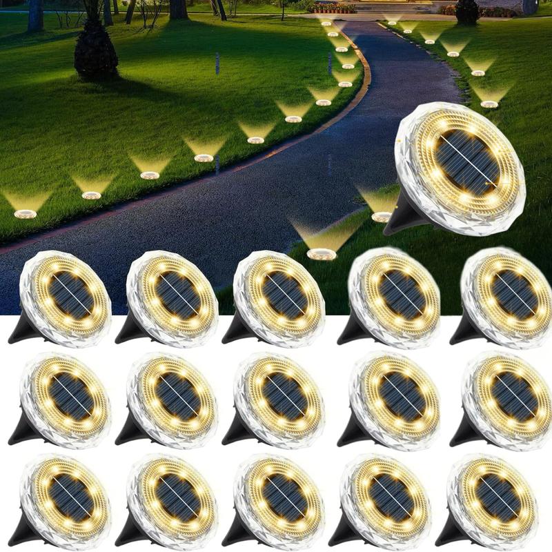 4/8/16PCS Solar Lights Outdoor 8 LED Solar Underground Lamp Spotlight Warm White Solar Buried Light for Yard Garden Lawn Pathway