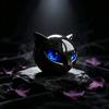Mysterious Obsidian Style Ornament Spherical Black Cat Head Ornament, Resin Gothic Sculpture with Colorful Lover Gift Eyes for Halloween
