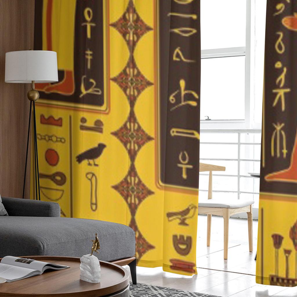 Egyptian Gods And Ancient Egyptian Hieroglyphs Chiffon Sheer Curtains for Living Room Bedroom Decor Window Voiles Tulle Curtain