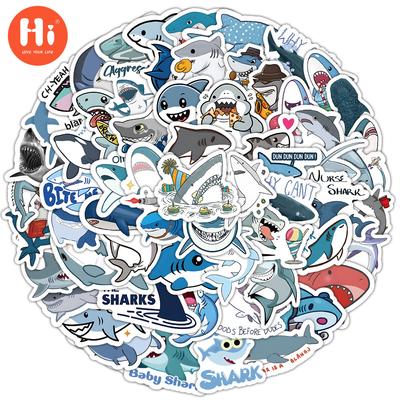 100 Cartoon Shark Stickers Graffiti Children's Pencil Case Scooter Guitar Meal Card Waterproof Stickers