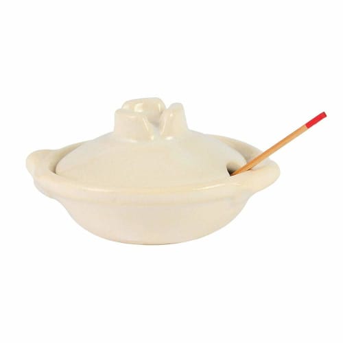 Nagatani Seito Earthenware Pot-Shaped Condiment Container with Spoon, Approx. 6.5 X 4cm, White, ACK-36