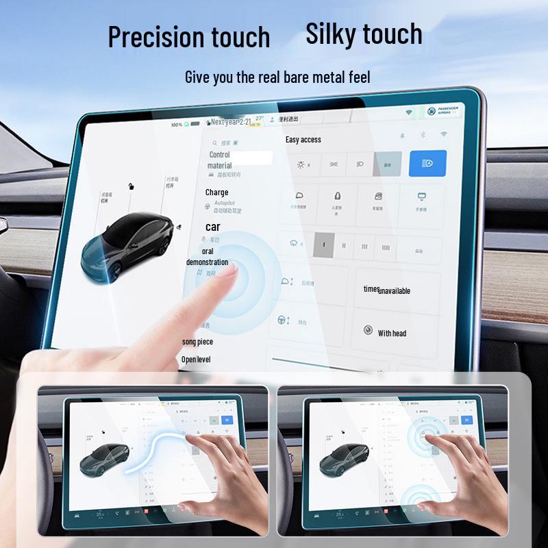 Tesla Y/Model 3 Sechssitzer Ultratransparenter Displayschutz aus gehärtetem Glas