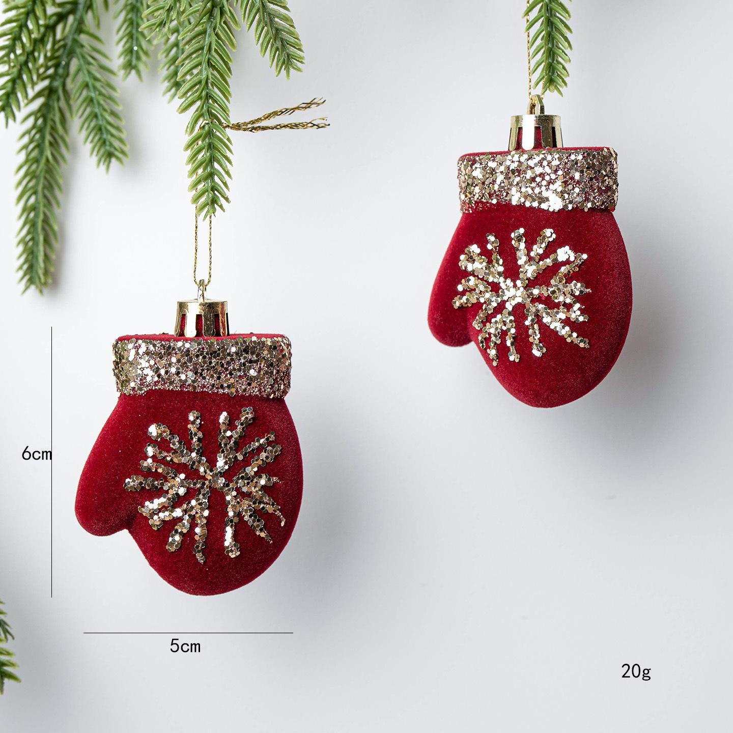 

Product Red Flocking Painted Diamonds 2pcs/Box Bells Bows Canes Pendants Christmas Tree Decorations Hanging Scene Arrangement 2pcs