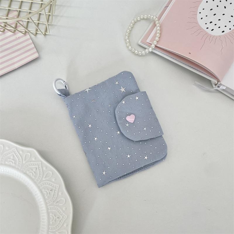 Star Sequined Document Sorting Card Bag, Coin Storage Wallet, Zipper Card Holder, ID Card Student Card Bag.