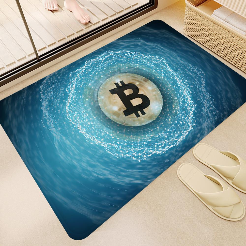 Funny Bitcoin Gold And Money Anime Spend Or Save Floor Mat Non-Slip Laundry Room Mat Laundry Decor Balcony Child Living