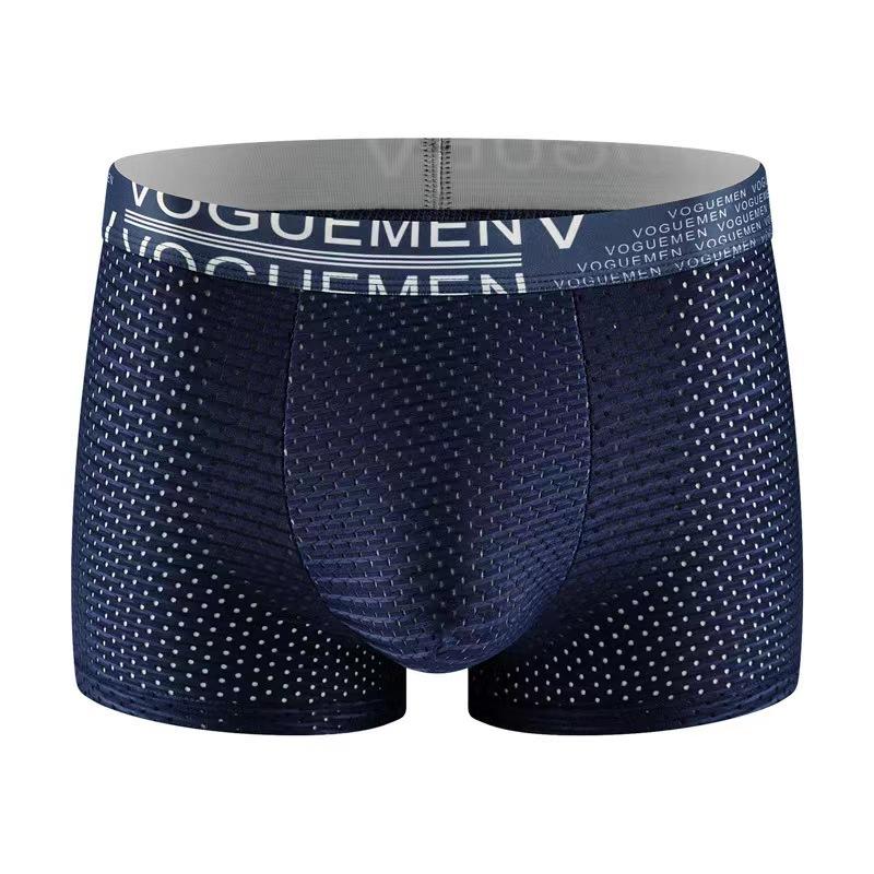 6pcs Men's Ice Silk Underwear Mesh Four Corner Shorts Summer Thin Breathable Large Flat Corner Shorts Boxer Brief