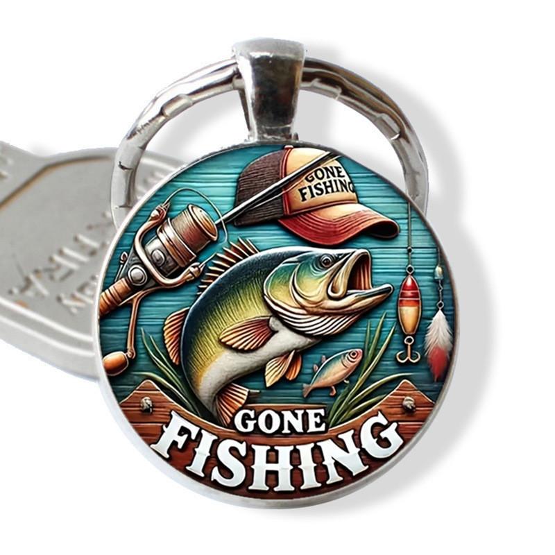 Modern Minimalist Glass Keychain With Fish Pattern Jewelry For Gift Giving