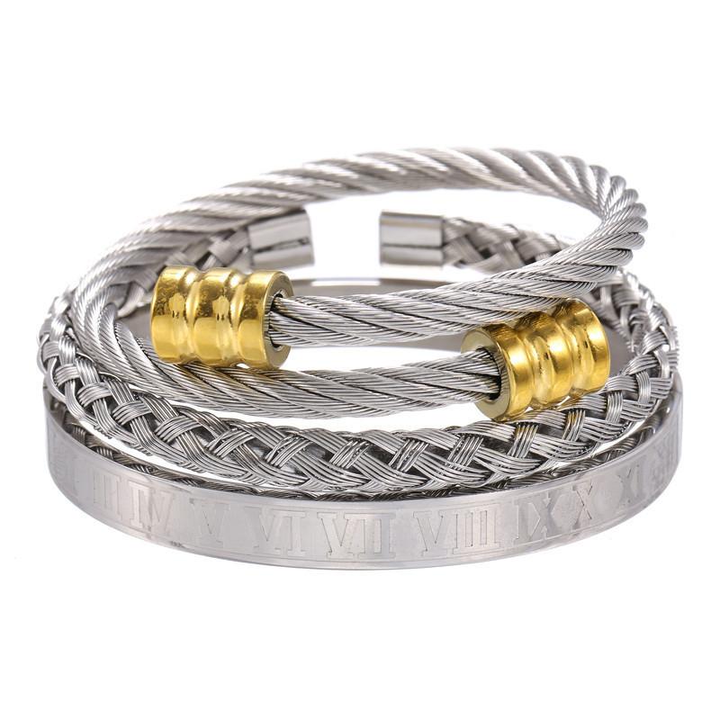 Punk-Retro-Armbänder aus Stahl mit geometrischen Formen für Herren mit mehrfarbigen Spiralen – ideal als Geschenk für Festivals