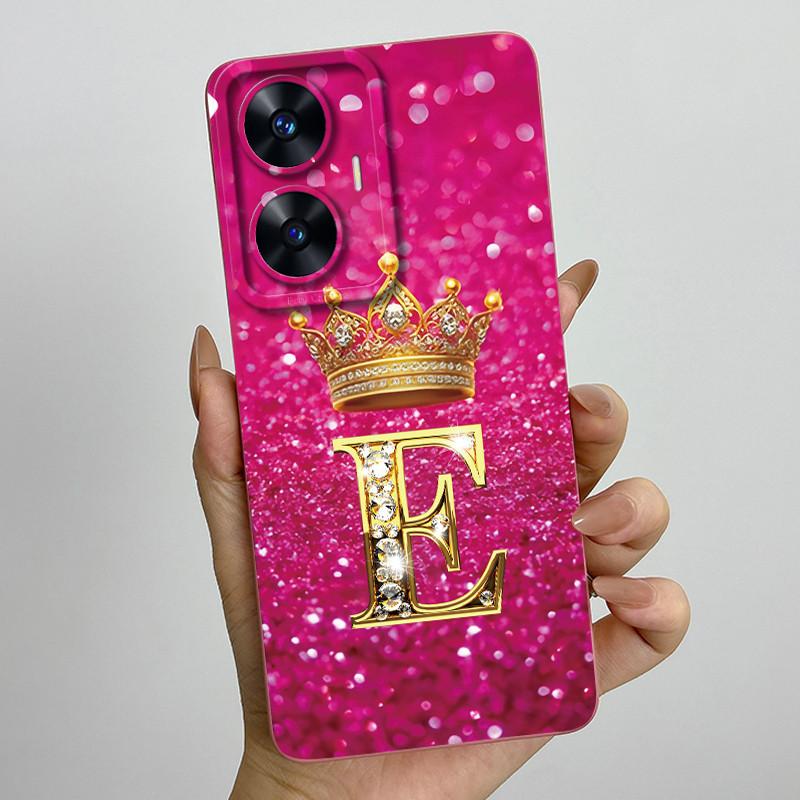 For Realme C55 RMX3710 Luxury Crown Letters Cover Soft Silicone Phone Case For Realme Narzo N55 C 55 RealmeC55 NarzoN55 Bumper