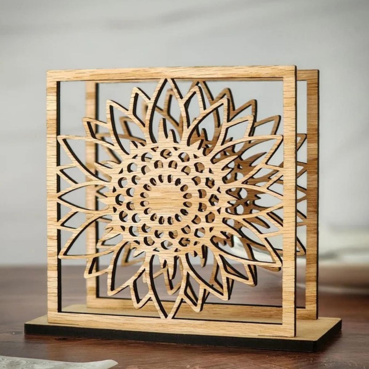 

Подставка для салфеток Подсолнух , Деревянная подставка для стола, Декор для кухонного обеденного стола, Деревянное ремесло, Настольное украшение для дома, Подарок