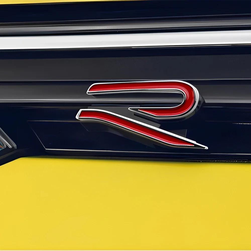 ·3D Car Head ABS Modified Front Grille R Logo Emblem Sticker For Volkswagen VW Rline Polo Passat B5 B7 Golf 8 Touran Caddy GTI