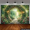 Vintage Stone Arch Floral Backdrop, Enchanted Garden with Roses Photo Banner for Events