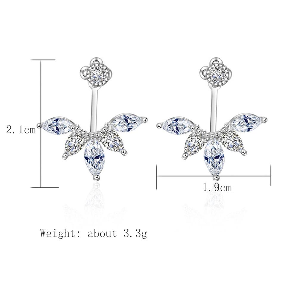 ZAKOL Fashion Leaf Stud Earrings For Women Girls Simpe Cubic Zircon Earring Jackets Zircon Party Zircon