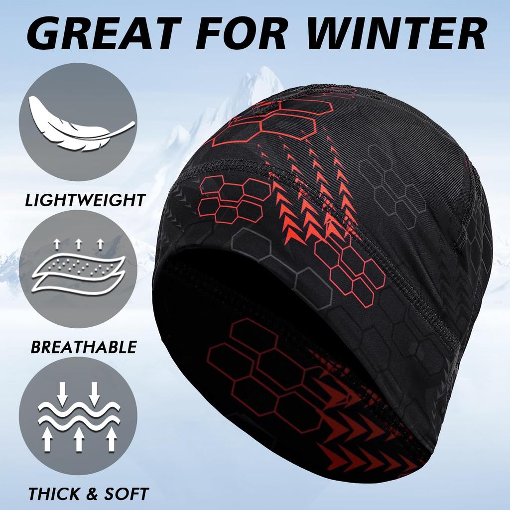 [BOBILIFE] Winter Warm Skull Cap - Windproof and Warm, Suitable for Outdoor Activities and Wearing Under a Helmet (Red)