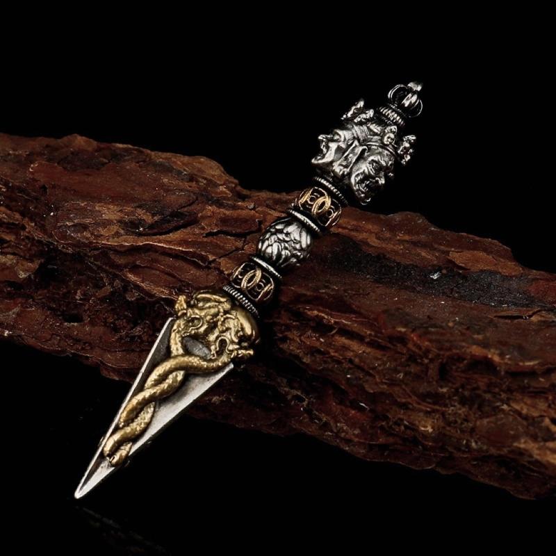 Sturdy Copper Tibetan Buddhist Amulet On Black Cord Necklace With Sacred Significance For Men