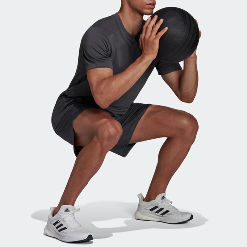 Adidas Solid Color Crew Neck Short Sleeve T-Shirt Men Tops Black HC4226