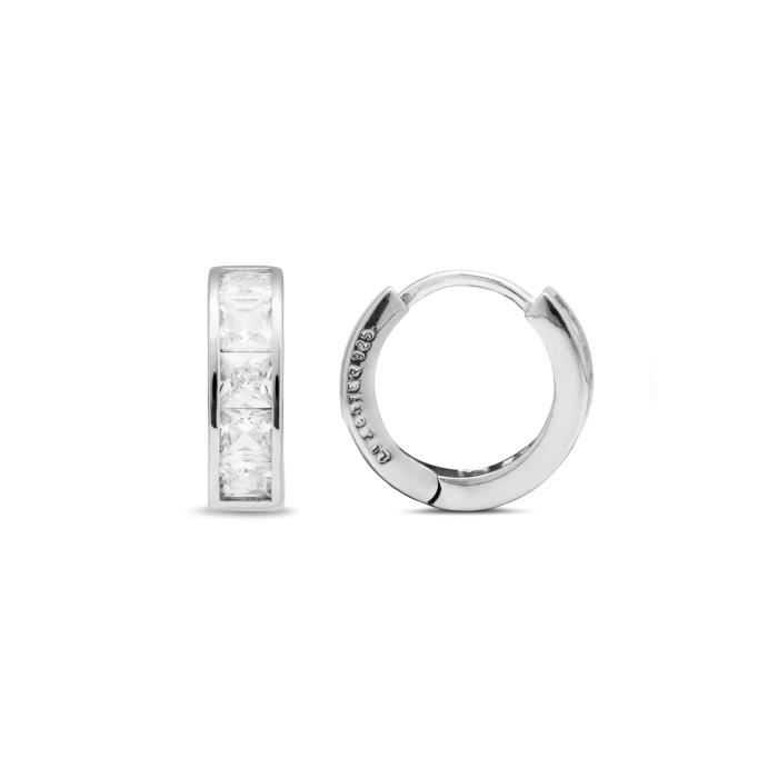 Boucles d'oreilles essentielles Luxenter en argent 925 et zircon de taille brillant avec finition rhodiée