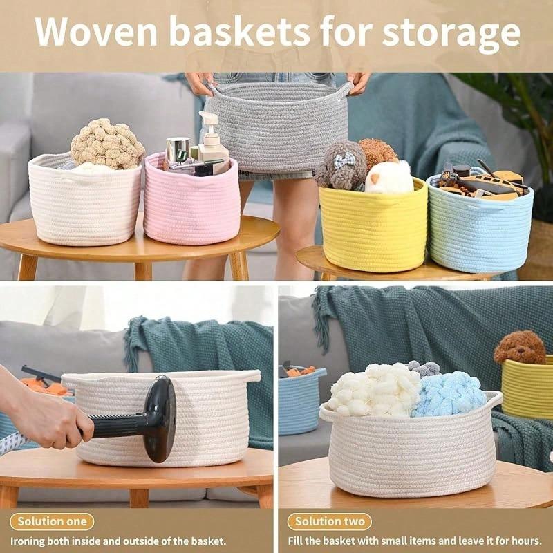 1 Cute Woven Storage Basket With Handle, Suitable For Gift Giving, Storage Decoration Organizer Toy Storage Basket