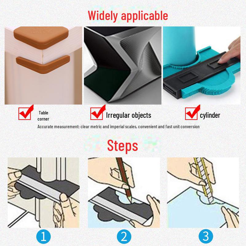 Multifunctional Contour Measuring and Profiling Gauge for Woodworking and Irregular Shapes
