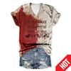 Short Sleeved Top Women's Casual Retro T-shirt Women's 3D Summer Fashion V-neck Clothing T-shirt