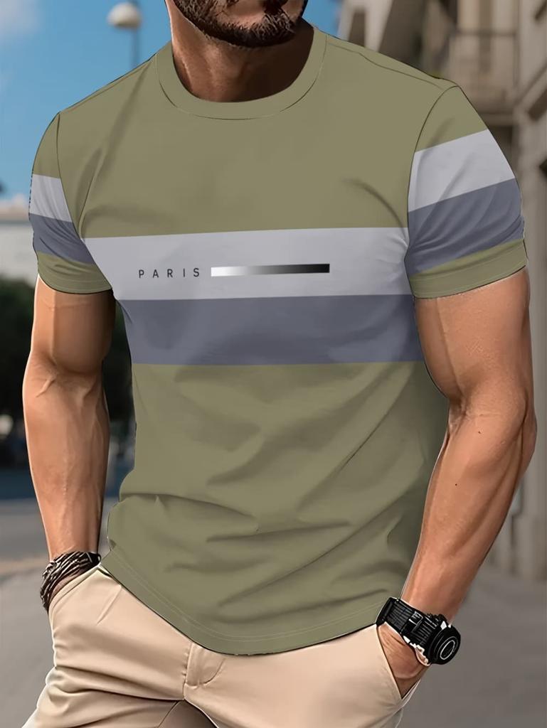 Summer Simple Print Men's Clothing Fashion Loose Men's T-Shirt Summer Outdoor Breathable Men Top New Round Neck Men Short Sleeve