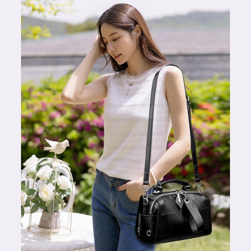 Autumn Winter New Retro Splicing Lady Handbags High-end PU Large Capacity Shoulder Bag Fashion Casual Argyle Messenger Bag Middle-aged Mother Tote Bag