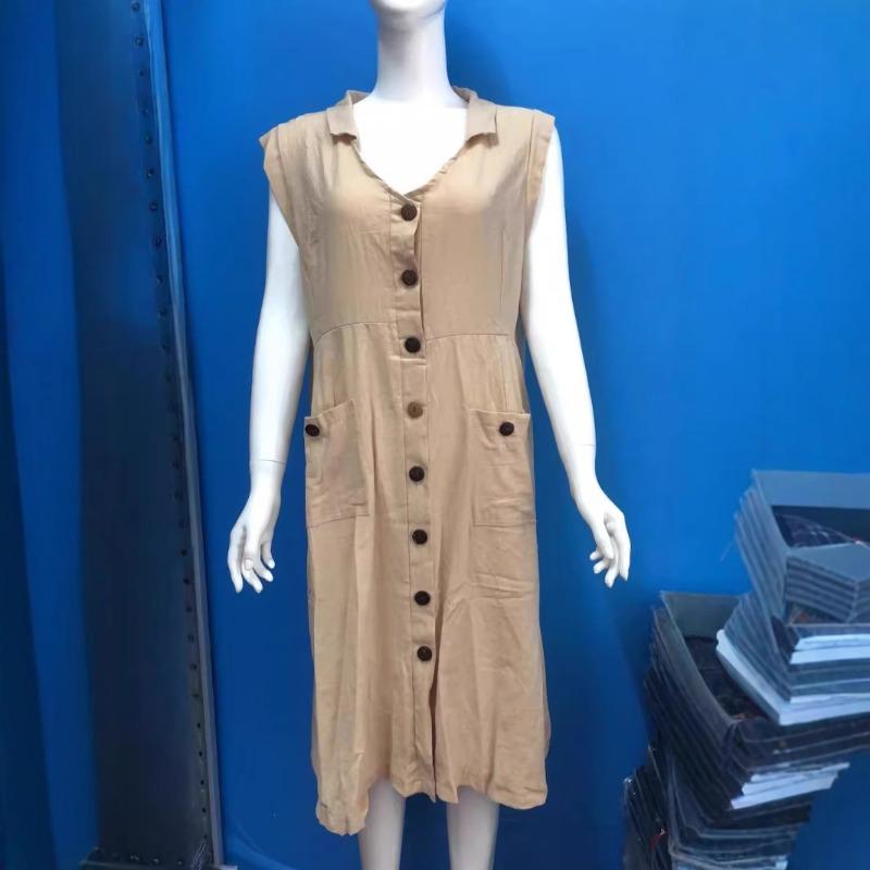 V-neck Single Breasted Nail Buckle Dress