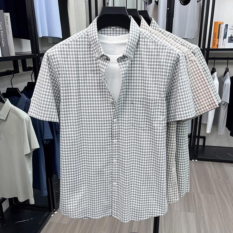 Firstview Men s Plaid Short-Sleeve Cotton Shirt XL