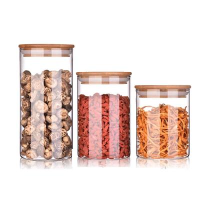 Borcan de depozitare ZISIZ din sticlă borosilicată cu capac din bambus
