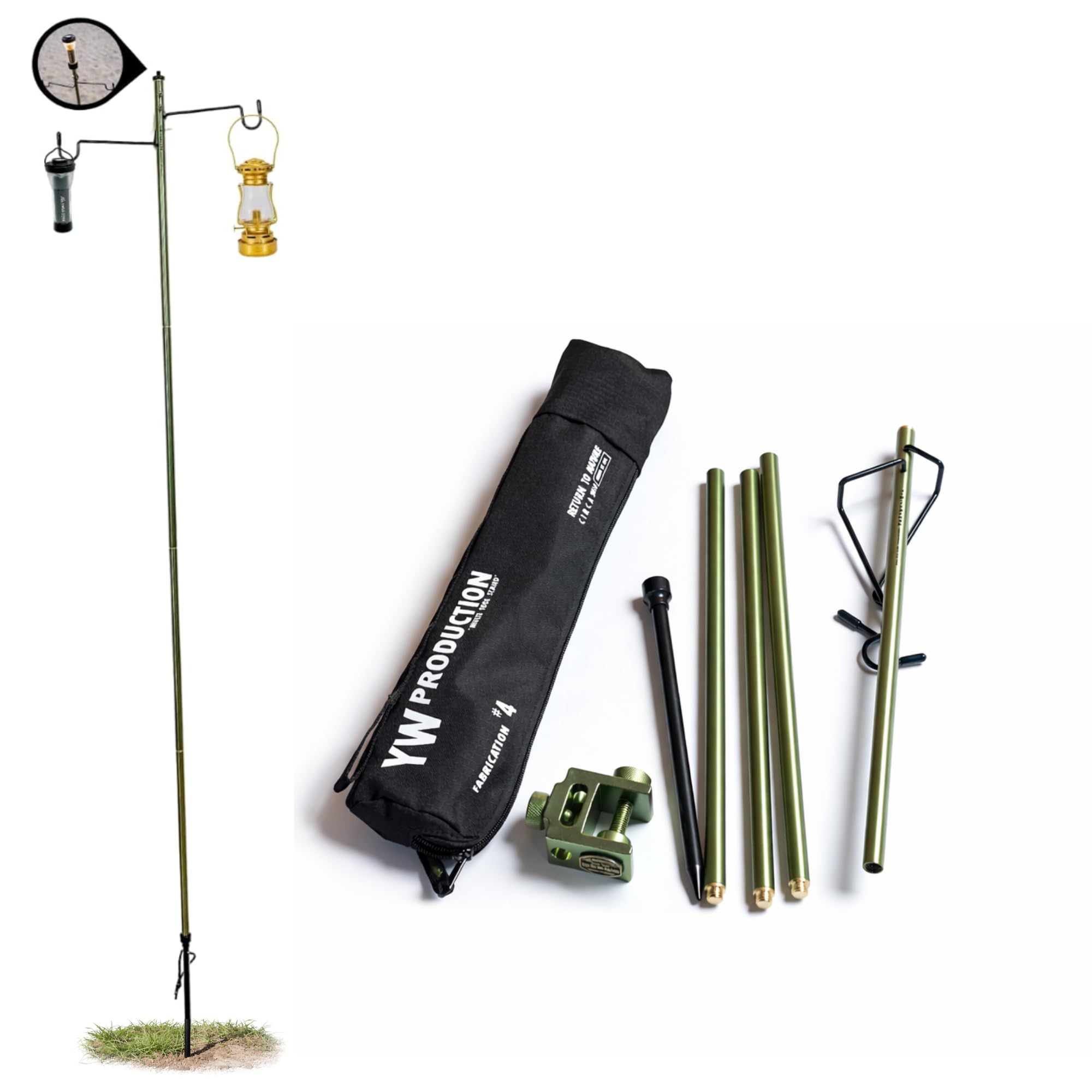 Lantern Stand, 7075 Aluminum, Lightweight, High Strength, Table Mountable, Camping Lantern Pole, Compact Storage, YAEI WORKERS