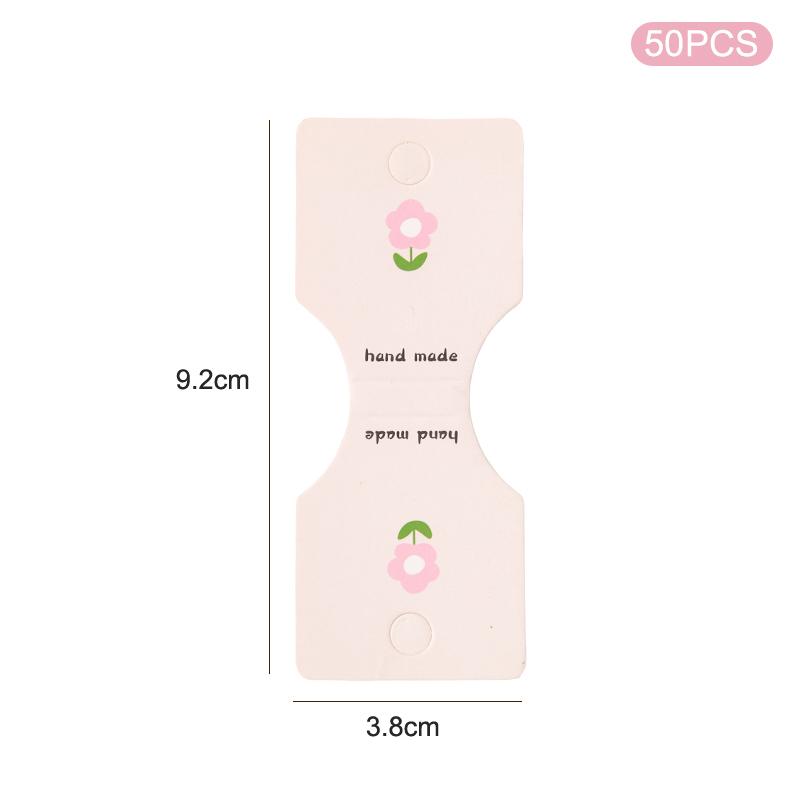 50Pcs Pink Flower Fold Packing Cardboard Display Cards For Handmade Necklace Bracelet Headwear Hairband Retail Hanging Labels