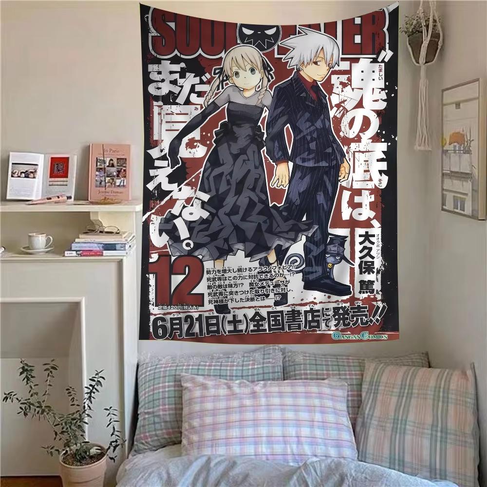 Soul Eater Tapestry, Death Scythe Witch Black Cat Uniform Theme Tapestry, Anime Bedroom Wall Decor Tapestry Flat Print