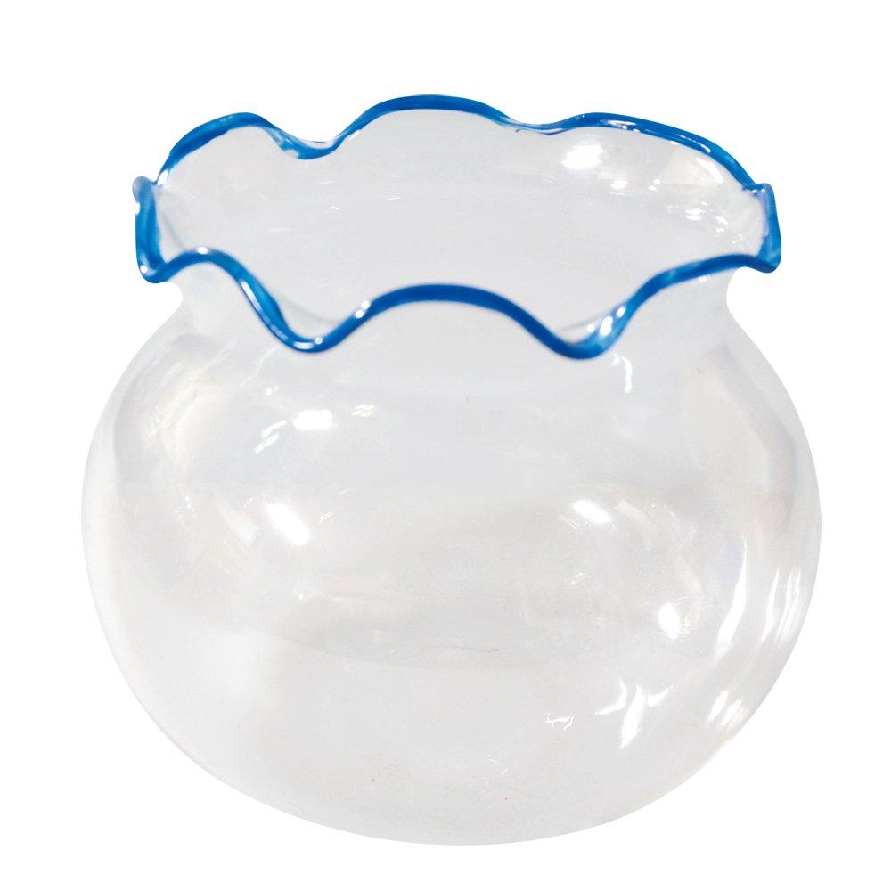Fourcart Cute Handmade Glass Miniature Goldfish Bowls, 9cm Diameter, Blue, Set of 3