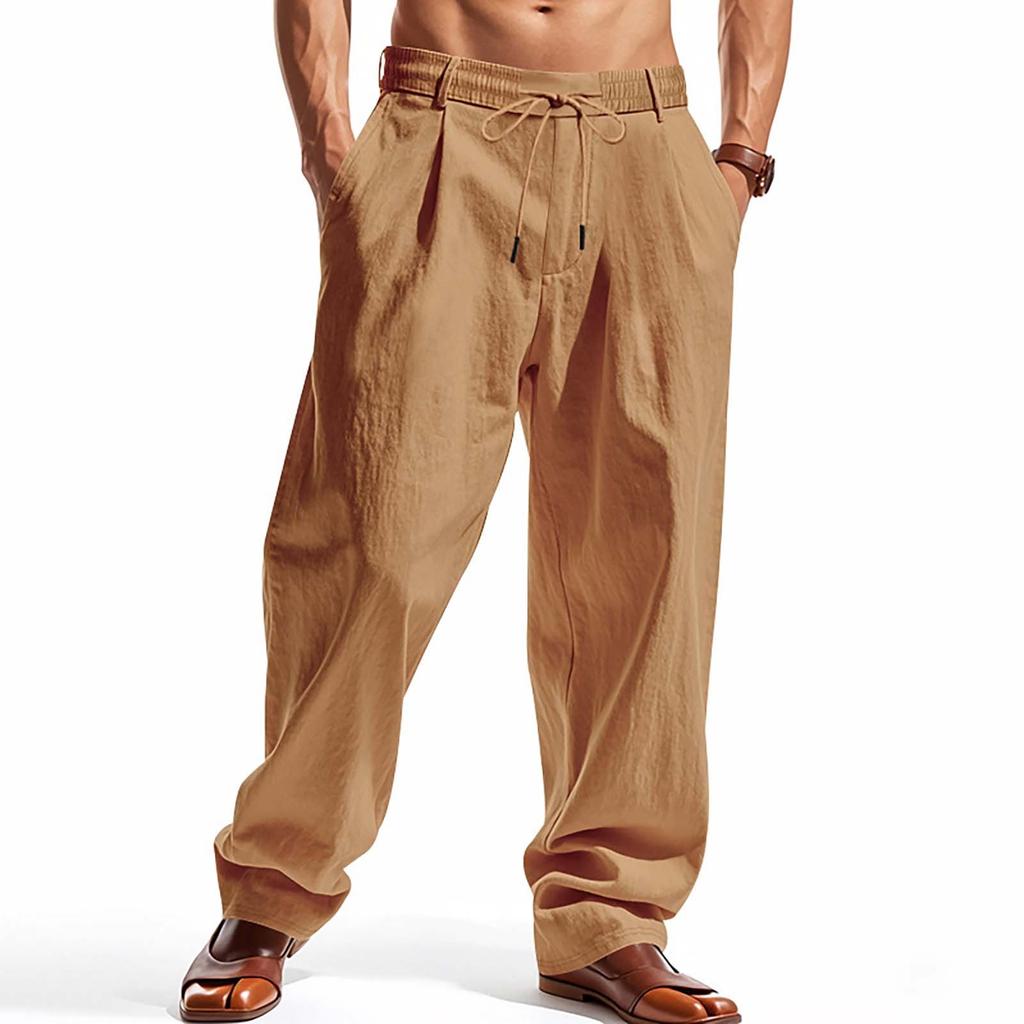 Men's Loose Linen Casual Minimalist Trendy Wide Leg Beach Sports Pants