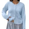 Women's European and American Style Single Row Shell Button Sweater Jacket 2026 New Loose Soft Round-neck Knit Cardigan