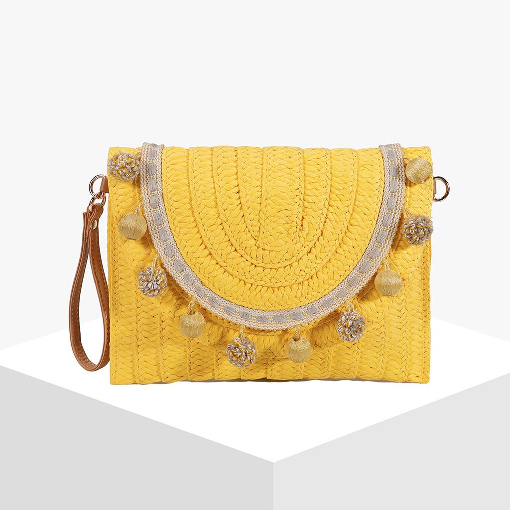 Neue Stroh Große Kapazität Clutch Umhängetasche Einzigartiges Umschlag Quasten Design Premium Handtasche Damen Tasche Umhängetasche