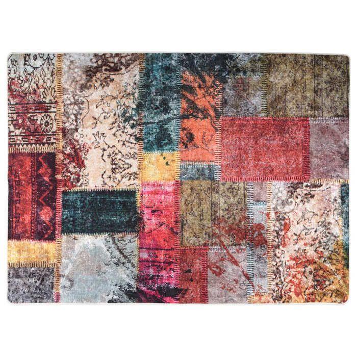 VidaXL Washable Patchwork Multicoloured Rug 150x230 Cm Non-slip 373995
