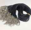 DIY Black Leather Necklace Cord with Lobster Clasp and Pendant Charm
