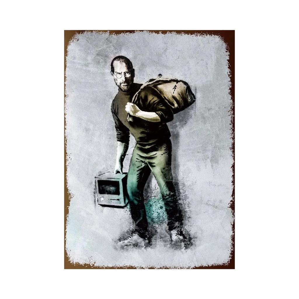 Banksy Graffiti Art Metal Tin Sign Poster Street Wall Painting Love Little Boy Poster Living Room Corridor Bar Home Decoration