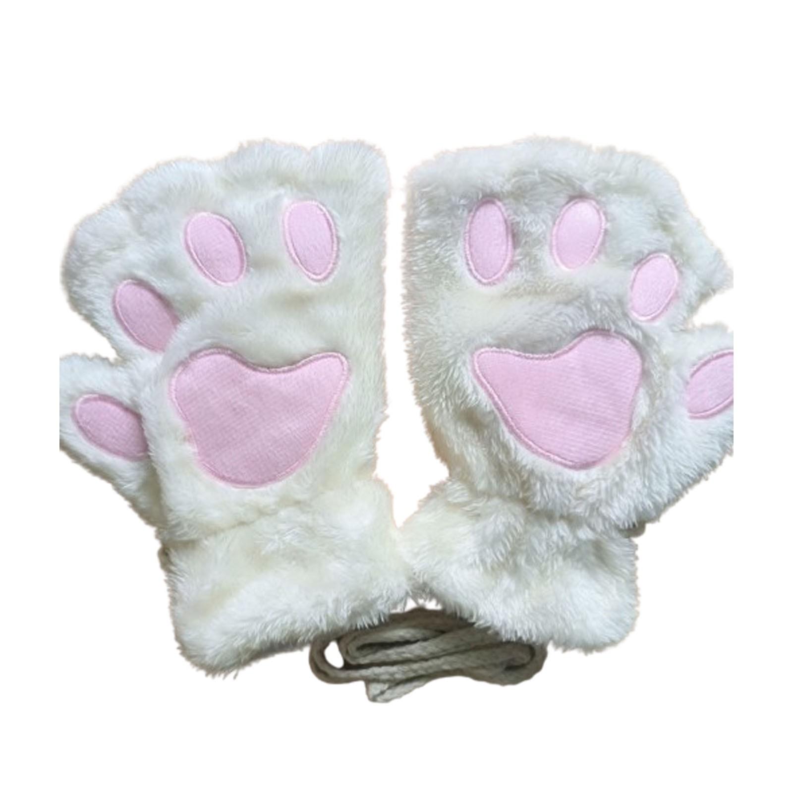 

Перчатки зимние Перчатки с открытыми пальцами Утолщенные бархатные Перчатки с полупальцами One Size белый