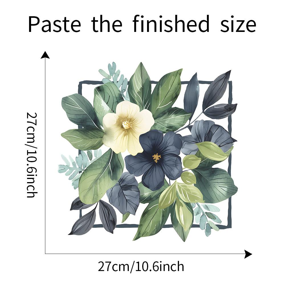 Fresh Green Leaves and Flowers Toilet and Wall Sticker Set Waterproof Self-Adhesive Removable Decal for Bathroom WC Decoration