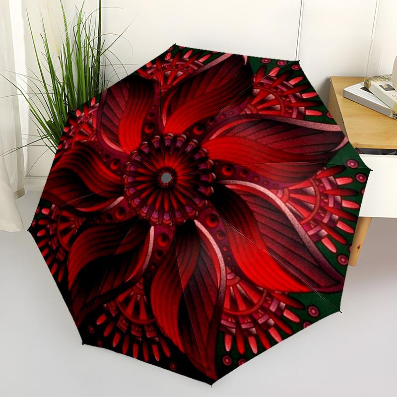 1pc Floral Mandala Automatic Open/Close Umbrella, Folding Compact Umbrella with Lightweight Design for Women/Menyy251028206