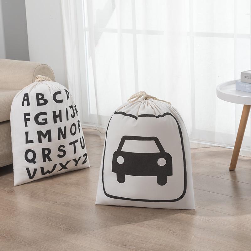 Custom Logo Cotton Drawstring Canvas Pouch - Clothes Storage Linen Bag