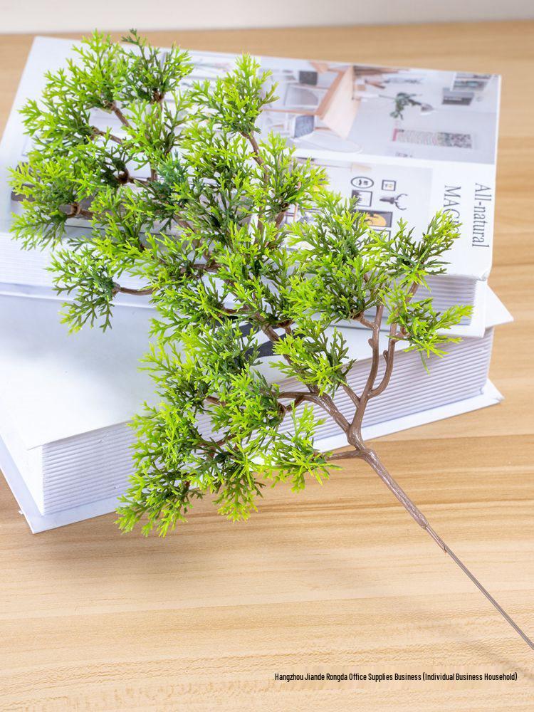 Artificial Pine Bonsai with Juniper Branches and Dried Flowers